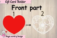 Valentines Gift Card heart and flowers paper cut template Product Image 3