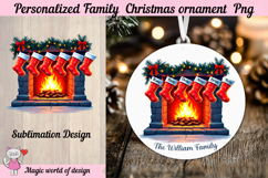 Xmas Fireplace PNG Personalized Family 6 Stockings Product Image 1