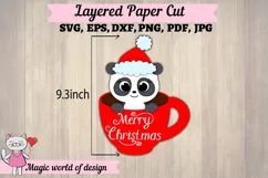 Christmas Panda in glass svg Layered Paper Cut design Product Image 2