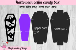 Halloween Coffin Box SVG Template, Spooky Paper Gift box Product Image 2
