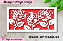 Beautiful Floral Rose Money Envelope svg, Papercut Gift Product Image 1