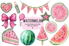 Watercolor Watermelon Clipart Product Image 1