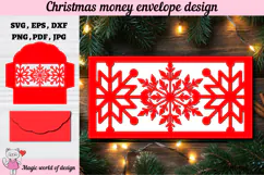 Christmas Snowflakes Money Envelope svg, Papercut Gift Card Product Image 2