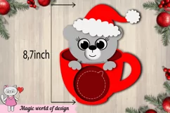 3d Christmas Candy Dome Bear t in a glass svg, Layered Pape Product Image 4