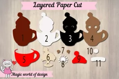 3d Christmas sloth in a glass svg, Layered Paper Product Image 2