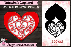 Valentine's Heart card SVG,Paper Cut Card SVG Product Image 2