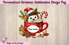 Christmas hedgehog in a red cup Png, Santa Sack Personalized Product Image 2