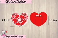 Valentines Gift Card heart and flowers paper cut template Product Image 4