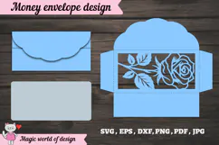 Beautiful Floral Rose Money Envelope svg, Papercut Gift Product Image 2