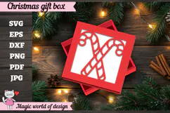Christmas Candy Cane Gift Box SVG, 3D Layered Gift Box Product Image 1