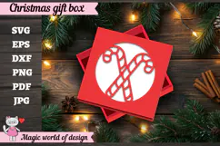 Christmas Candy Cane Gift Box SVG, 3D Layered Gift Box Product Image 1
