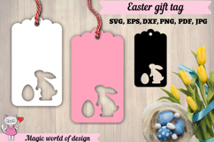 Happy easter gift tag, Easter Bunny svg, papercut template Product Image 1