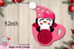 3d Christmas Candy Dome Penguin in a glass svg, Layered Pape Product Image 2