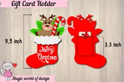 Christmas reindeer in santa's sock gift card holder SVG Product Image 2