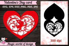 Valentine's Heart card SVG,Paper Cut Card SVG Product Image 2