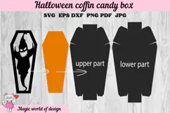 Halloween Coffin Box Template, Spooky Paper Cut Design Product Image 2