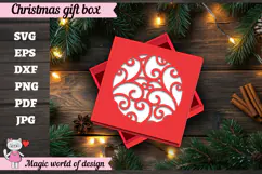 Christmas Gift Box SVG, Christmas Square Treat Box Product Image 1