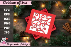 Christmas Gift Box SVG, Christmas Square Treat Box Product Image 1