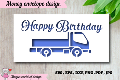 Money envelope with a truck design for boys and men SVG Product Image 1