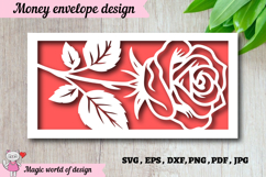 Beautiful Floral Rose Money Envelope svg, Papercut Gift Product Image 1