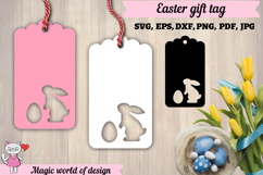 Happy easter gift tag, Easter Bunny svg, papercut template Product Image 2