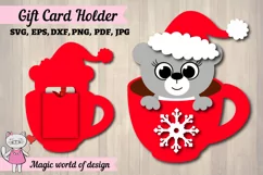 Christmas bear in a glass gift card holder SVG Design Product Image 1