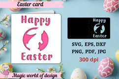 Happy Easter card svg, Bunny with Flowers paper cutting Product Image 1