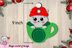 3d Christmas Candy Dome cat in a glass svg, Layered Pape Product Image 2