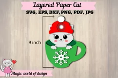 3d Christmas cat in a glass svg, Layered Paper Product Image 3