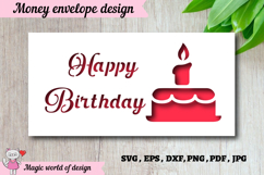 Cake with candle Money Envelope svg, Papercut Gift Product Image 1