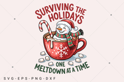 Melting Snowman PNG, Funny Vintage Retro Christmas Winter Product Image 1