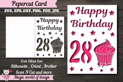 28st happy birthday Card Papercut Templates svg Product Image 1