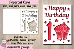 Happy 1st Birthday Papercut Card Cover A5 svg Product Image 2