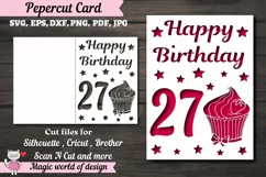 27st happy birthday Card Papercut Templates svg Product Image 1
