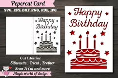 Happy Birthday Card, Papercut Templates, Cake with candles Product Image 1