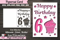 6st happy birthday Card Papercut Templates svg Product Image 1