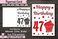 47st happy birthday Card Papercut Templates svg Product Image 1