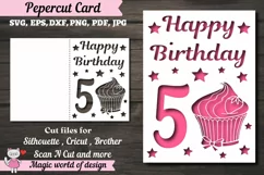 5st happy birthday Card Papercut Templates svg, Product Image 1