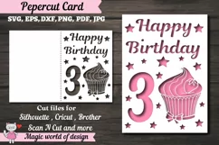 3st happy birthday Card Papercut Templates svg Product Image 1
