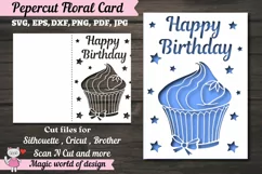 Cupcake happy birthday Card Cover A5, paper cutting cricut Product Image 1