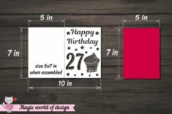 27st happy birthday Card Papercut Templates svg Product Image 2