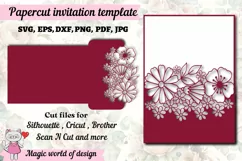 Flower Invitation Card Cover A5 , Paper Cutting design svg Product Image 1