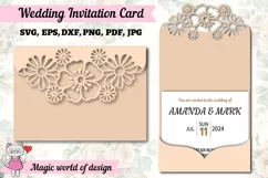 Trifold wedding invitation pocket svg dxf pdf cut file, Product Image 2