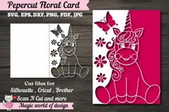 Unicorn Papercut Card Cover Template SVG Design Product Image 1