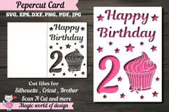 2st happy birthday Card Papercut Templates svg, Silhouette Product Image 1