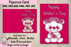 Bear with flowers Card Paper Cutting svg, Mother's Day Gift Product Image 1