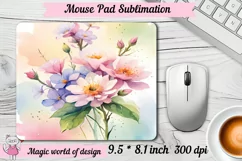 Watercolor Wildflowers mouse pad png , rustic style Product Image 1
