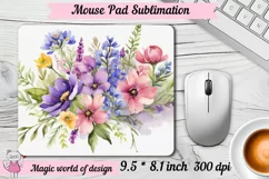 Watercolor Wildflowers mouse pad png sublimation design Product Image 2