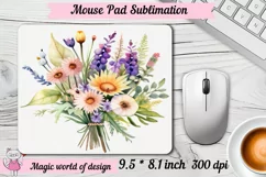 Wildflowers mouse pad png, flower sublimation designs png Product Image 1