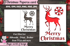 Christmas deer snowflake card svg, xmas Papercut Card Product Image 1